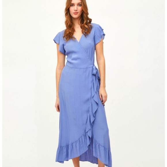 Shein 4X Blue Ruffle Wrap Dress - Picture 1 of 7
